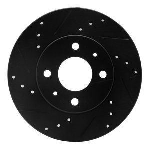 Nissan 200SX Brake Rotor (1) - Front Left - R1 Concepts - Drilled & Slotted - Black - `95-`00
